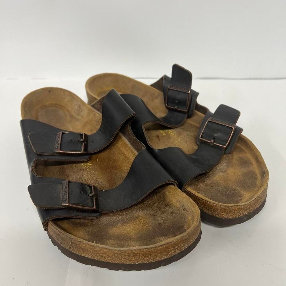 Birkenstock Men's Black and Brown Sandals